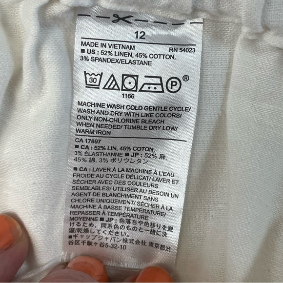 Banana Republic Rowan Wide Leg Cropped Pants White High Rise Pockets 12 Linen - Picture 8 of 9